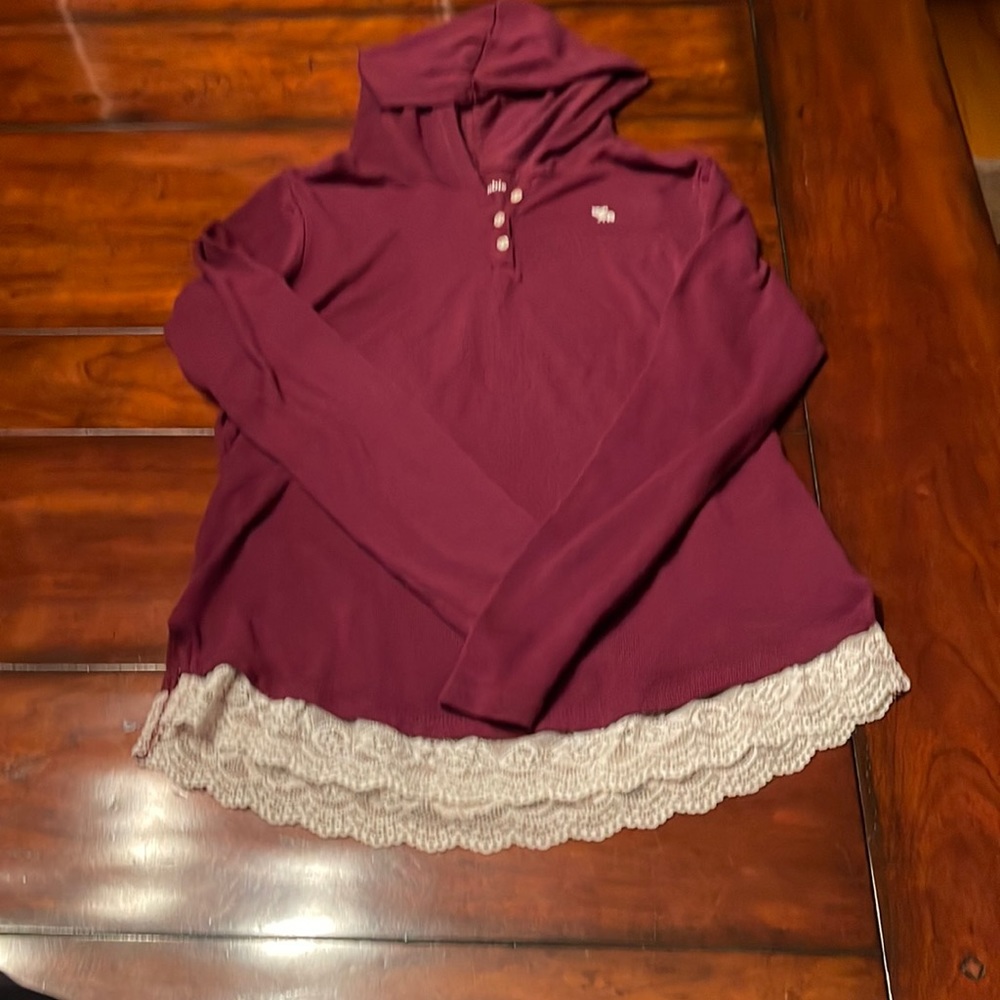 Abercrombie Kids hoodie shirt. Lace edge.
